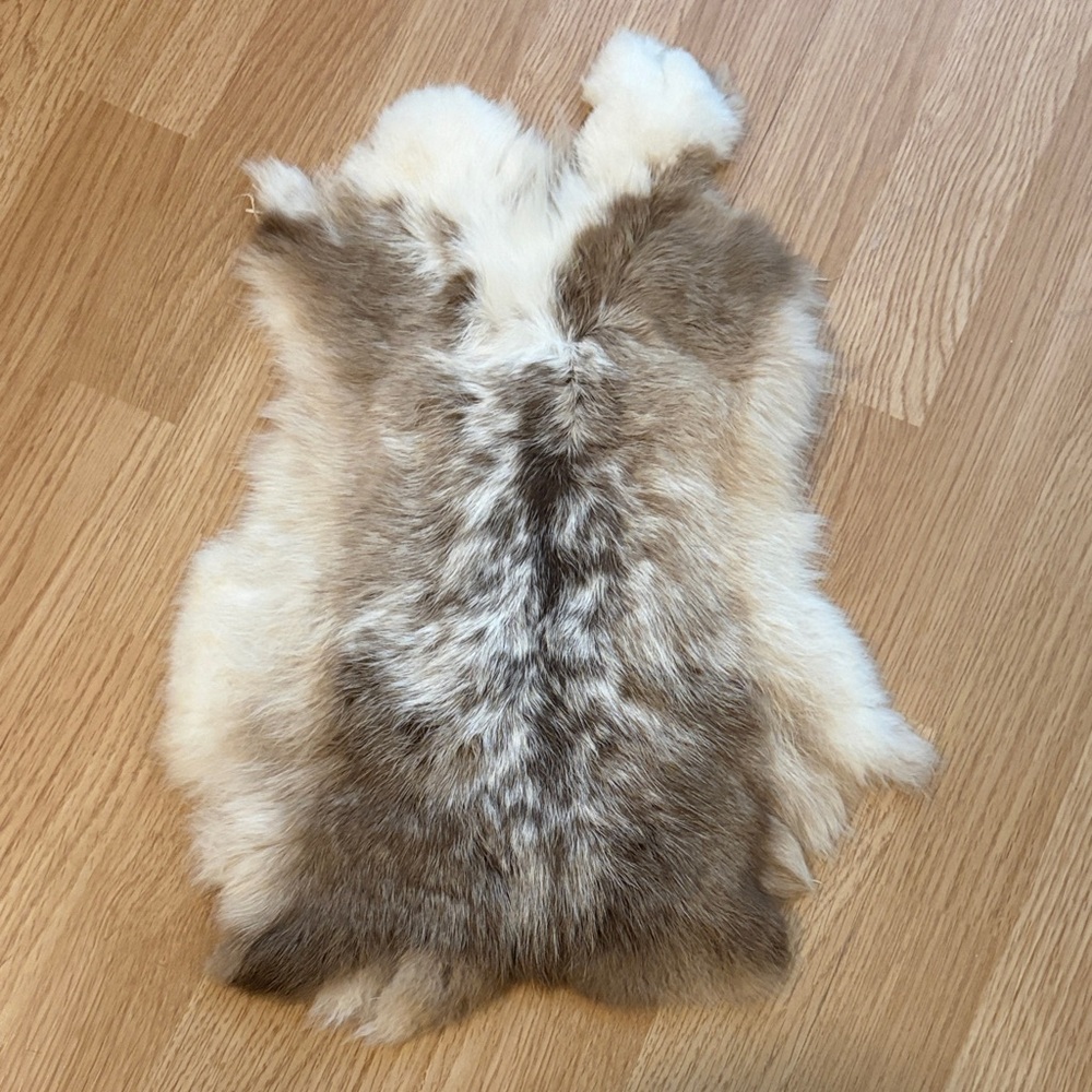 #0109 Genuine Soft Rabbit Fur Pelt - Natural Tanned Craft Supply Hide